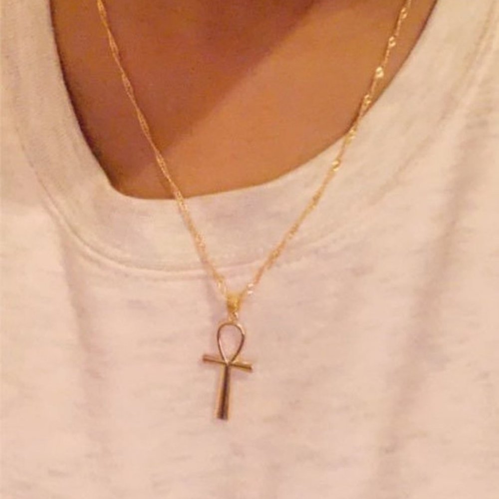 Egyptian Ankh Cross Pendant Necklace , Egypt Gold Nefertiti Pendant, Nec…
